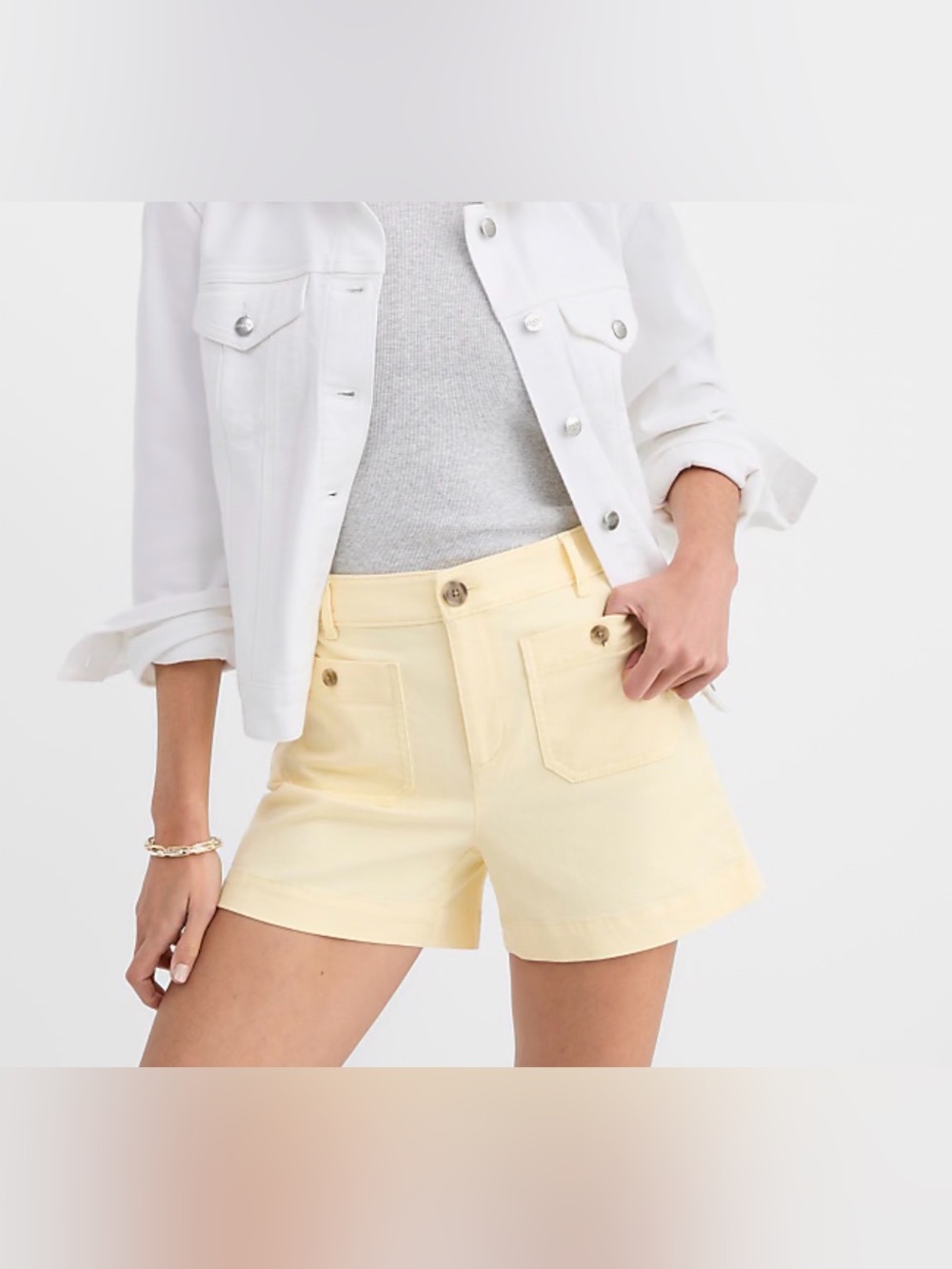 LOFT Palmer Shorts Size 14 Lemon Brûlée | EUC Utility Patch Pocket Shorts - Picture 2 of 11